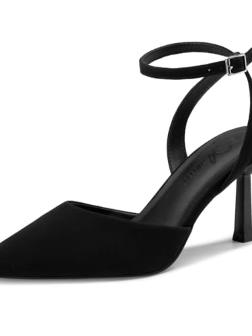 🆕 Womens Closed Pointed Toe 3 Inch High Heels Ankle Strap - Black Nubuck